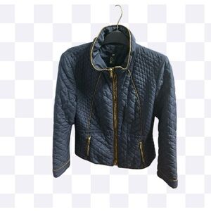 H&M Blue Utility Jacket with Stand-Up Collar